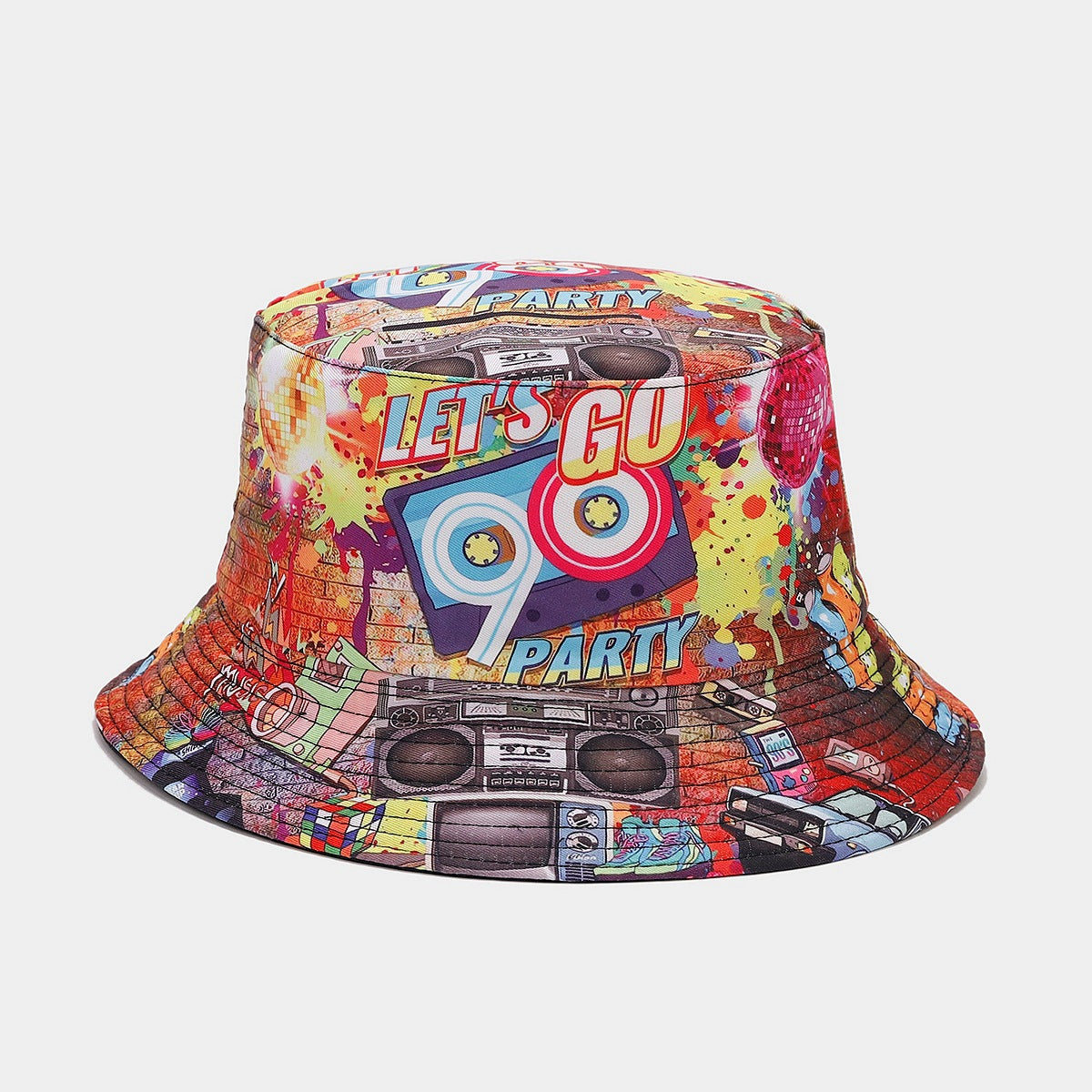 Wholesale  classic 80 90party fisherman hat men's and women's fashion positioning graffiti double-sided basin hat tide